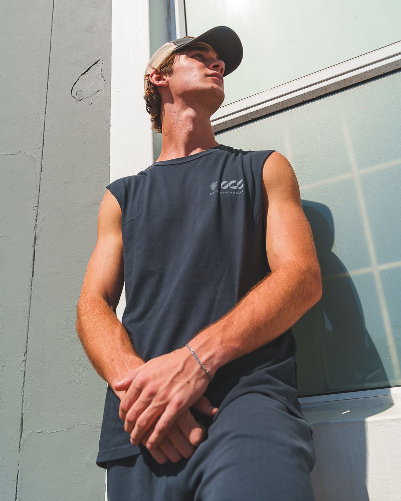 OCC sleeveless top worn outdoors